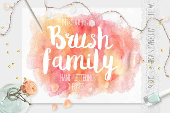 Brush Family: A Trio of Hand Lettering Watercolor Fonts